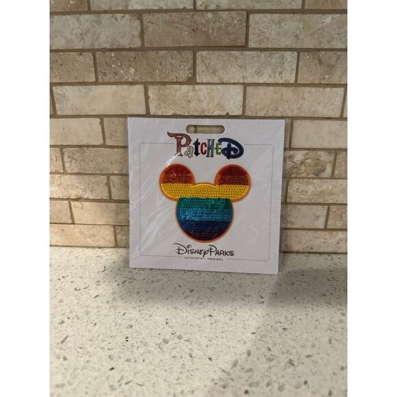 Disney Patched Mickey Mouse Pride Rainbow Sequin Patch - Picture 1 of 2